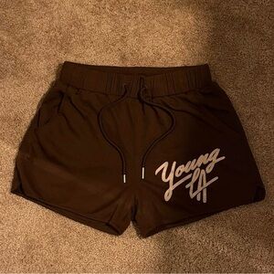 YoungLA 104 LEGACY SHORTS Brown and White SOLD OUT ON WEBSITE